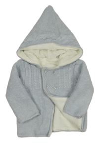 Světlemodrý zateplený propínací svetr s kapucí Tu