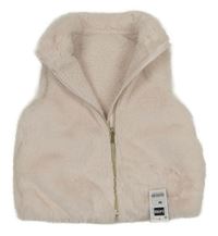 Nové - Svetloružová kožušinová zateplená vesta Dunnes