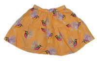 Oranžová ľahká sukňa s kolibříky H&M