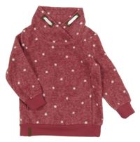 Vínová melírovaná puntíkatá fleecová mikina s komínovým límcem Topolino