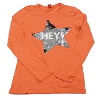 Jahodové triko s hvězdou z překlápěcích flitrů S. Oliver