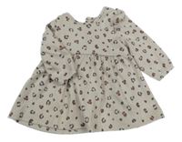 Béžovo-biele vzorované šaty s volánikmi Matalan