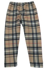 Hnedo-čierno-červené kockované legíny