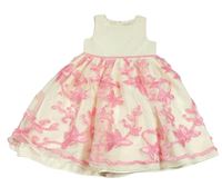 Smetanové slavnostní šaty s motýly