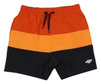 Červeno-neónově oranžovo-tmavomodré plážové kraťasy