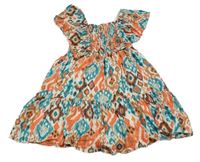 Béžovo-farebné vzorované trblietavé šaty s volánikmi C&A