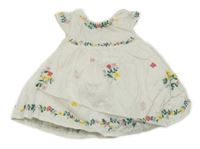 Biele plátenné šaty s výšivkami květin M&S