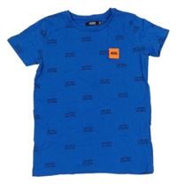 Modré tričko s nápismi a nášivkou Europe Kids