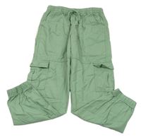 Zelené plátenné cargo cuff nohavice