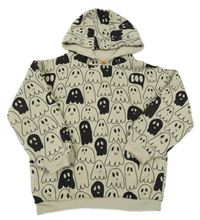 Béžová mikina s duchy a kapucí Tu