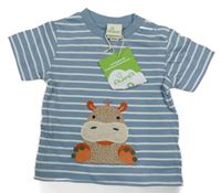 Nové - Modro-bílé pruhované tričko s hrochem Alana