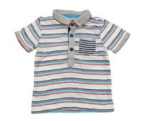 Bielo-modro-červené pruhované polo tričko s vreckom George