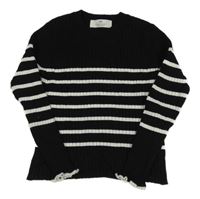 Čierno-biely rebrovaný sveter s pruhmi H&M