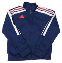 Tmavomodro-bílá propínací mikina s logem Adidas