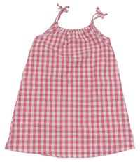 Ružovo-biele kockované krepové šaty Nutmeg