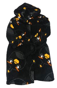 Čierny chlpatý župan s Angry Birds a kapucňou H&M