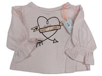 Světlerůžové triko se srdíčkem a nápisem River Island