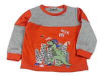 Sivo-červená mikina s dinem Kiki&Koko