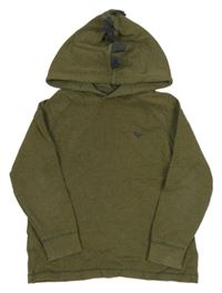Khaki žebrované triko s kapucí s ostny Next