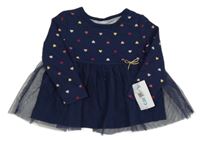 Nové - Tmavomodrá tunika so srdiečkami a tylem Carter's