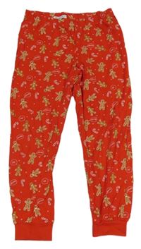 Červené pyžamové kalhoty s perníčky sinsay