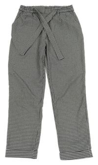 Bílo-černé vzorované kalhoty s páskem H&M