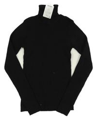 Nové - čierny ľahký rebrovaný pletený rolák Next