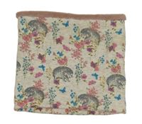 Šedo-růžový zateplený nákrčník s ježky 