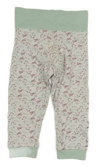 Bielo-mintové ľahké tepláky s jednorožcami Lupilu