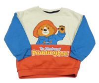 Smetanovo-modro-červená mikina s Paddingtonem Tu