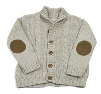 Sivý melírovaný vzorovaný prepínaci sveter s nášivkami M&Co.