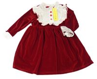 Nové - červené zamatové bielým golierom shein