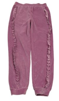 Ružové zamatové tepláky s volánikom Pep&Co