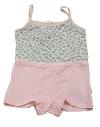 2 set - světlerůžové nohavičkové kalhotky + šedá košilka se srdíčky 