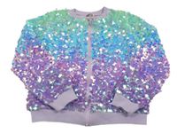 Lila-zelená flitrová podšitá bunda 