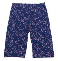 Modro-růžové vzorované kraťasy s jednorožci 