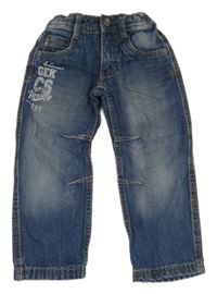 Tmavomodré rifle s nápisom Topolino