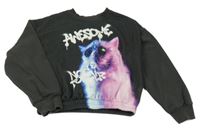 Tmavosivá mikina s mačkou H&M