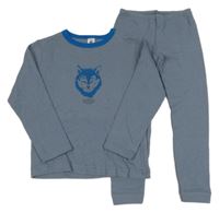 Šedomodré pyžama s vlkem