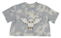 Svetlomodré vzorované crop tričko s Hedvikou - Harry Potter H&M