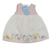 Nové - Bílo-růžové šaty s mušlemi + kalhotky Jojo Maman Bébé