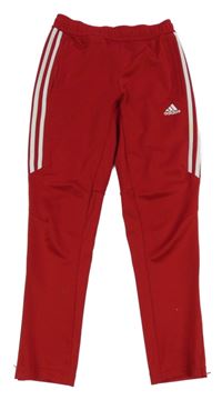 Červené sportovní funkční tepláky s logem Adidas