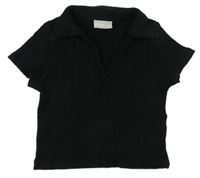 Čierne rebrované polo tričko Matalan