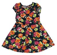 Tmavomodro-farebné kvetované šaty George