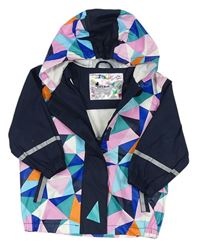 Tmavomodro-farebná nepromokavá bunda s kapucňou a vzorom Lupilu