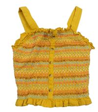 Horčicový vzorovaný crop top so žabičkovanám Matalan