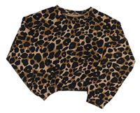 Hnedo-béžovo-čierna crop mikina s leopardím vzorom Next