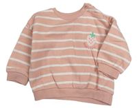 Růžovo-bílá pruhovaná mikina s jahodou Matalan