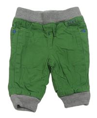 Zelené plátenné podšité cuff nohavice Baker
