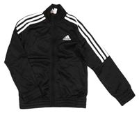 Černá propínací sportovní mikina s pruhy Adidas
